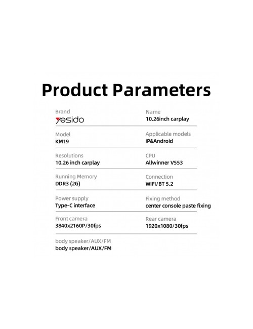 Yesido KM19 Car Navigation 10.26inch Black