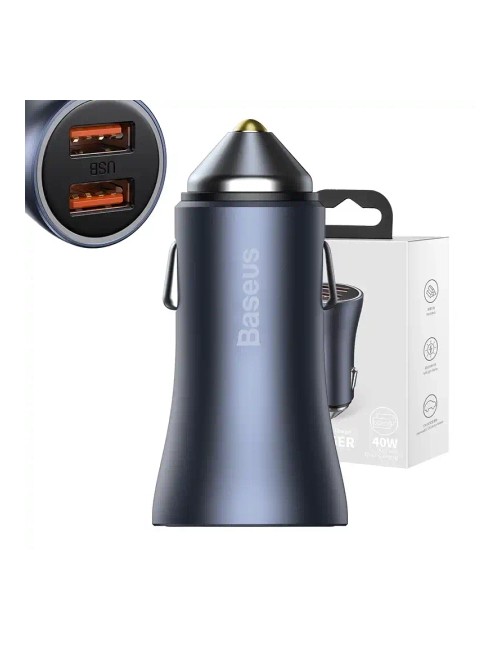 Baseus Φορτιστής Αυτοκινήτου Golden Contactor Pro, 2xUSB, 40W (Γκρι)