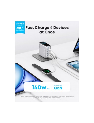 Anker Zolo Wall Charger 140W 5A with USB-C Cable Silver (B2697G41) | Φορτιστές Σπιτιού