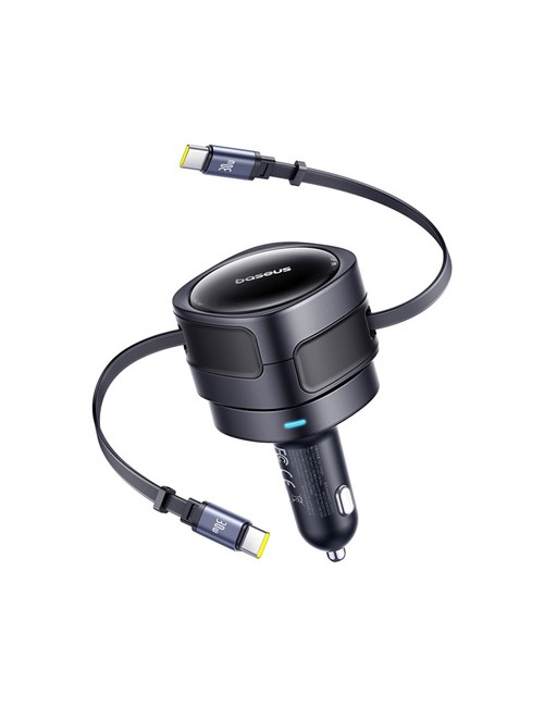 Baseus Enjoyment Max φορτιστής αυτοκινήτου με καλώδια USB-C+USB-C 60W Μαύρο