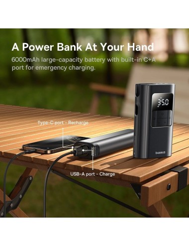 Baseus GoTrip VA1 Super Mini Air Compressor  Grey (CO11970) | Mini Compressor