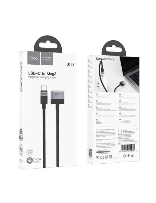 Hoco U141USB-C to MagSafe 3 Charging Cable  140W, 1.8m, Black