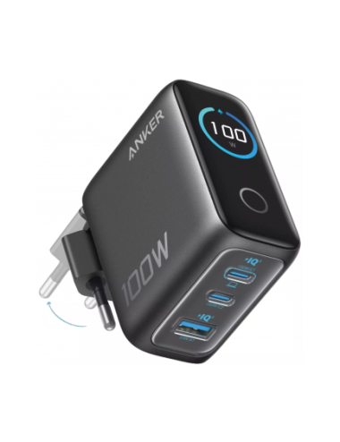 Anker B121BGZ1 Wall Charger Smart Display, 100W, 5A with USB-C Cable - Grey