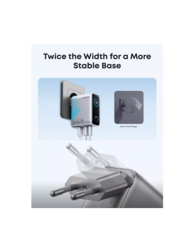 Anker B121BGZ1 Wall Charger Smart Display, 100W, 5A with USB-C Cable - Grey | Φορτιστές Σπιτιού