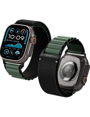 Spigen Fabric Band (hook-and-loop) - Apple Watch 49mm/46mm/45mm-black green | Λουράκια