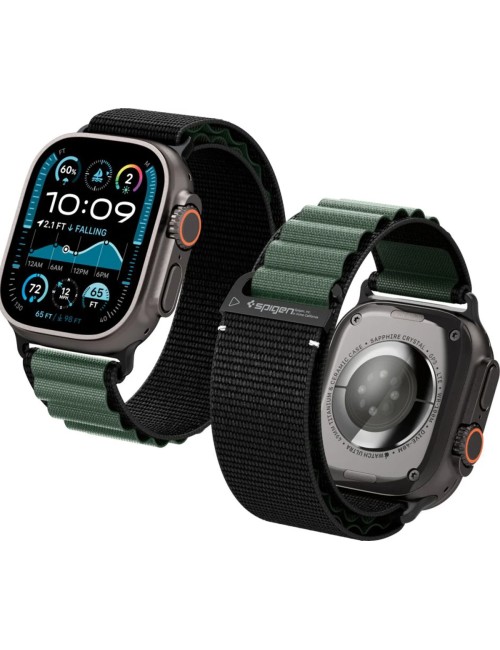 Spigen Fabric Band (hook-and-loop) - Apple Watch 49mm/46mm/45mm-black green