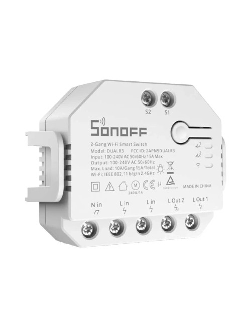 Sonoff Dual R3 Έξυπνος Ενδιάμεσος Διακόπτης WiFi  (Λευκό)
