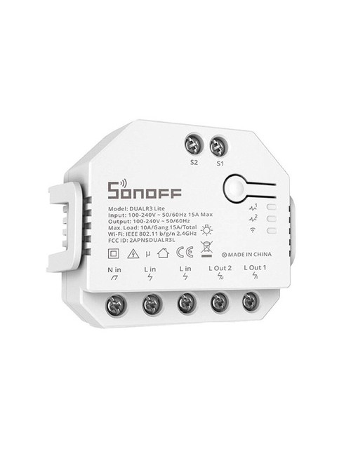 Sonoff Dual R3 Lite Έξυπνος Ενδιάμεσος Διακόπτης WiFi  (Λευκό)