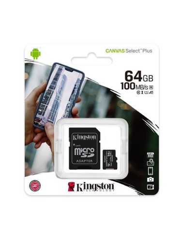 Kingston Canvas Select Plus microSDXC 64GB Class 10 U1 V10 A1 UHS-I με αντάπτορα