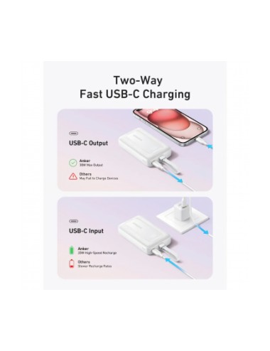 Anker Zolo Powerbank 10000mAh, 30W, QC + PD, White A1688H21 | Φορτιστές Σπιτιού