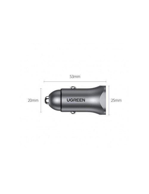 UGREEN CD130 Car Charger 24W, 3A, 1 x USB-A - 1 x USB-C, Grey