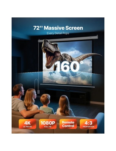 VEVOR ES72 Ηλεκτρική Οθόνη Προβολέα 72" 4:3 με Τηλεχειριστήριο | Αξεσουάρ Projectors