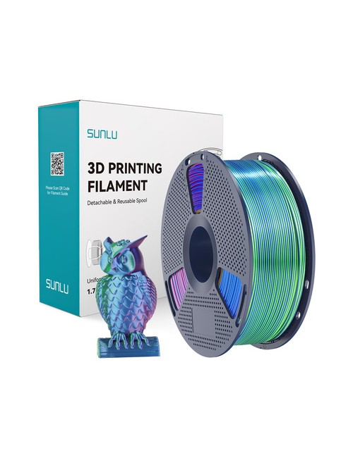 Sunlu PLA+ Silk Νήμα σε τρία χρώματα (μπλε-πράσινο-μοβ)