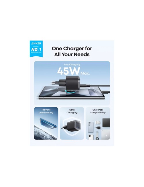 Anker Nano, 45 Wall Charger  3A, 1 x USB-C, Black (A2692L11)