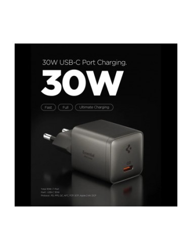 Spigen EE301EU Essential Wall Charger , 30W, 3A, 1 x USB-C, Grey ACH10447 | Φορτιστές Σπιτιού