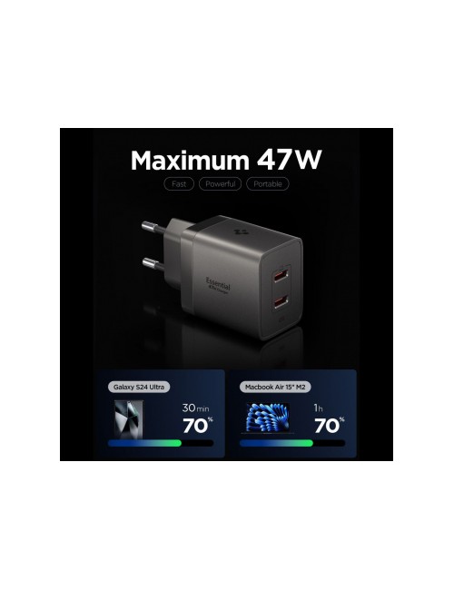 Spigen EE472EU Essential Wall Charger , 47W, 3A, 2 x USB-C, Grey ACH10450