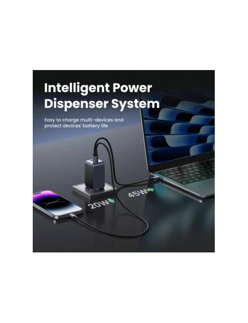 UGREEN X553 Wall Charger Nexode Air S, 65W, 3A, 1 x USB-A - 2 x USB-C, Grey
