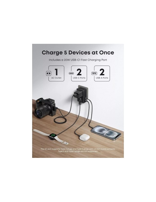 Anker Nano Travel Wall Charger , 20W, 3A, 2 x USB-A - 2 x USB-C, Black A9215H11