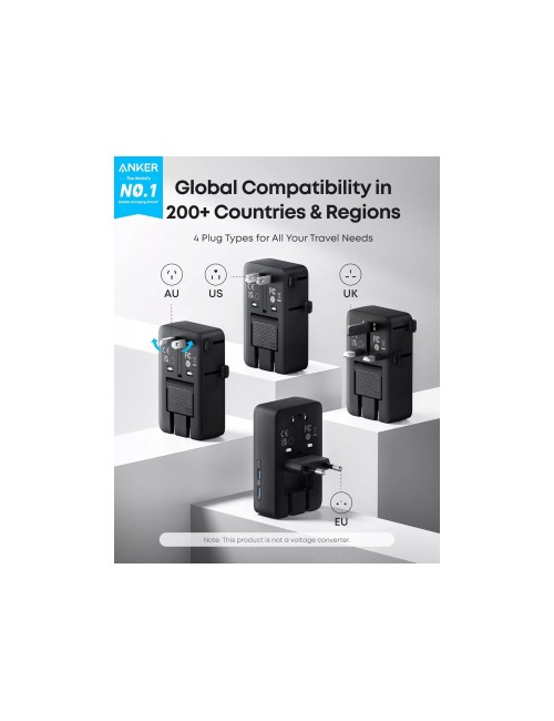 Anker Nano Travel Wall Charger , 20W, 3A, 2 x USB-A - 2 x USB-C, Black A9215H11