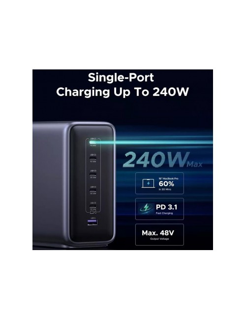 Desktop Charger UGREEN Nexode X759 (55550B), 500W, 5A, 1 x USB-A - 5 x USB-C, Grey