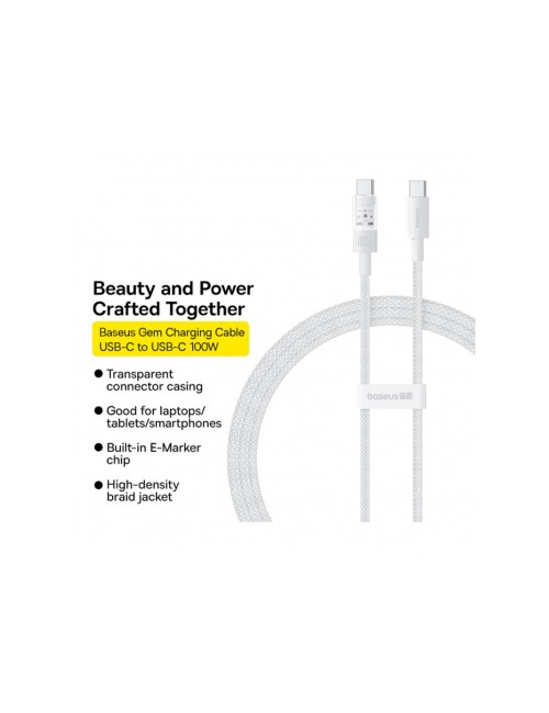 USB-C to USB-C Cable Baseus Gem, 100W, 5A, 1m, White P10373000211-00
