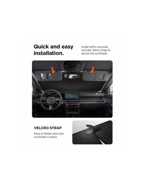 Windshield Sunshade Spigen UO260, 85cm x 148cm, Black ACP11460