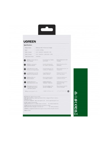 Ugreen CD213 Car Charger 36W, 3A, 2 x USB-C, Grey | Φορτιστές Αυτοκινήτου