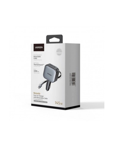 UGREEN EC604 (55910B) Nexode Car Charger , 145W, 3A, 1 x USB-A - 2 x USB-C, with USB-C Cable, Black | Φορτιστές Αυτοκινήτου