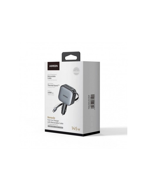 UGREEN EC604 (55910B) Nexode Car Charger , 145W, 3A, 1 x USB-A - 2 x USB-C, with USB-C Cable, Black