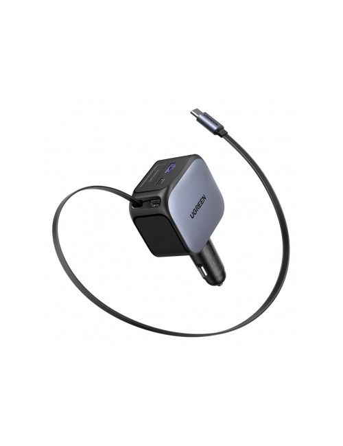 UGREEN EC604 (55910B) Nexode Car Charger , 145W, 3A, 1 x USB-A - 2 x USB-C, with USB-C Cable, Black
