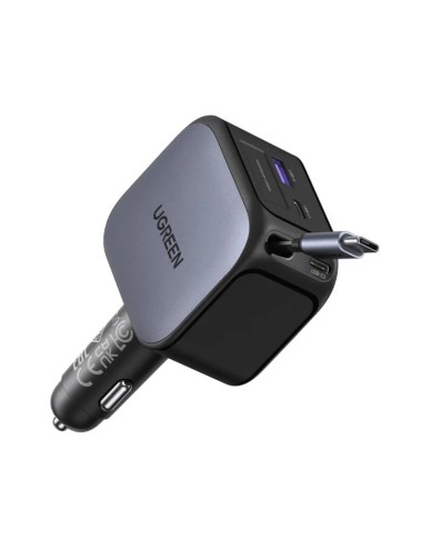 UGREEN EC604 (55910B) Nexode Car Charger , 145W, 3A, 1 x USB-A - 2 x USB-C, with USB-C Cable, Black