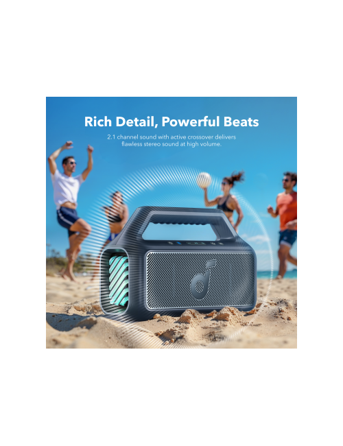 Anker SoundCore Boom 2 New Version Bluetooth Speaker , 80W, TWS, RGB, Waterproof, Blue A3138032