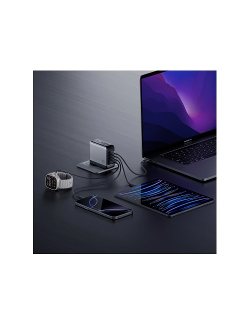 Cuktech AD1204U Display Wall Charger , 120W, 6A, 1 x USB-A - 2 x USB-C, with USB-C Cable, Silver