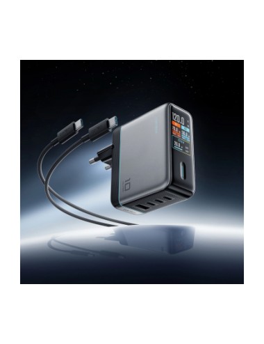 Cuktech AD1204U Display Wall Charger , 120W, 6A, 1 x USB-A - 2 x USB-C, with USB-C Cable, Silver | Φορτιστές Σπιτιού