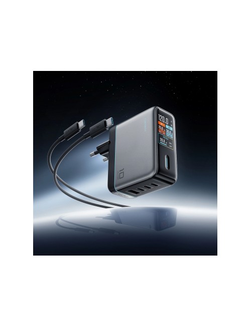 Cuktech AD1204U Display Wall Charger , 120W, 6A, 1 x USB-A - 2 x USB-C, with USB-C Cable, Silver