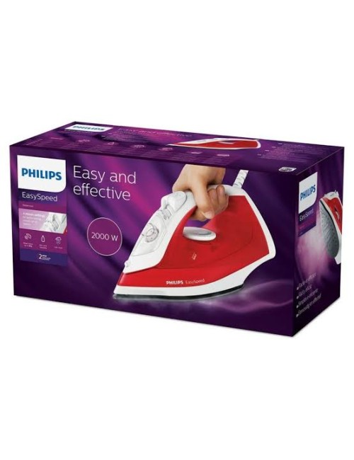 Philips Σίδερο Ατμού 2000W με Αντικολλητική Πλάκα και Συνεχόμενη Παροχή 25gr/min Red/White