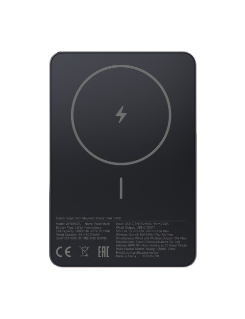 Xiaomi Power Bank Super Slim Magnetic 5000 mAh Black EU BHR08PMGL